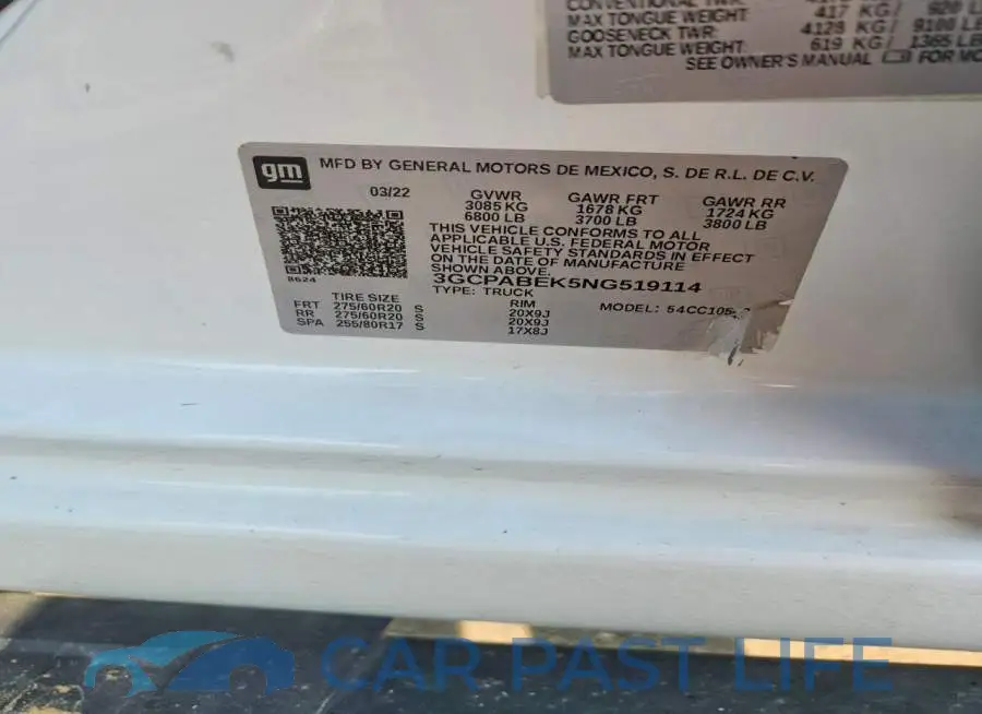 3GCPABEK5NG519114# 12