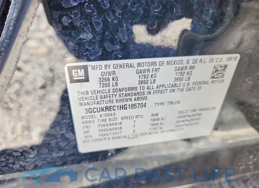 3GCUKREC1HG185704# 12