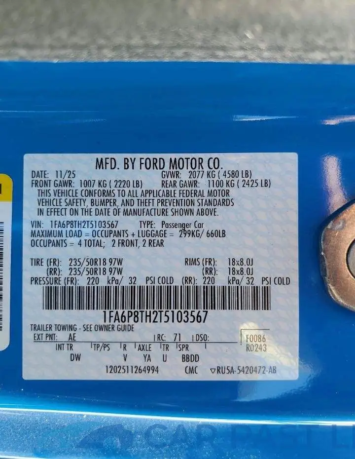 1FA6P8TH2T5103567# 12