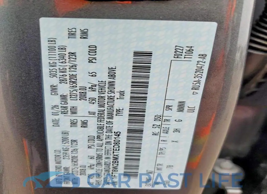 1FT8W2BMXTED80145# 12
