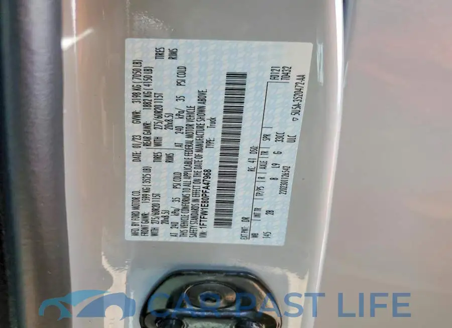 1FTFW1E80PFA47968# 12