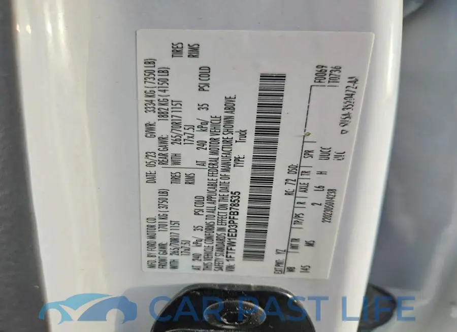 1FTFW1ED3PFB78535# 12