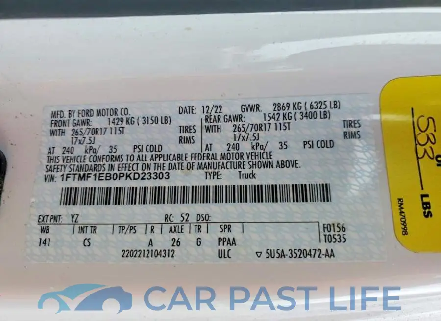 1FTMF1EB0PKD23303# 12