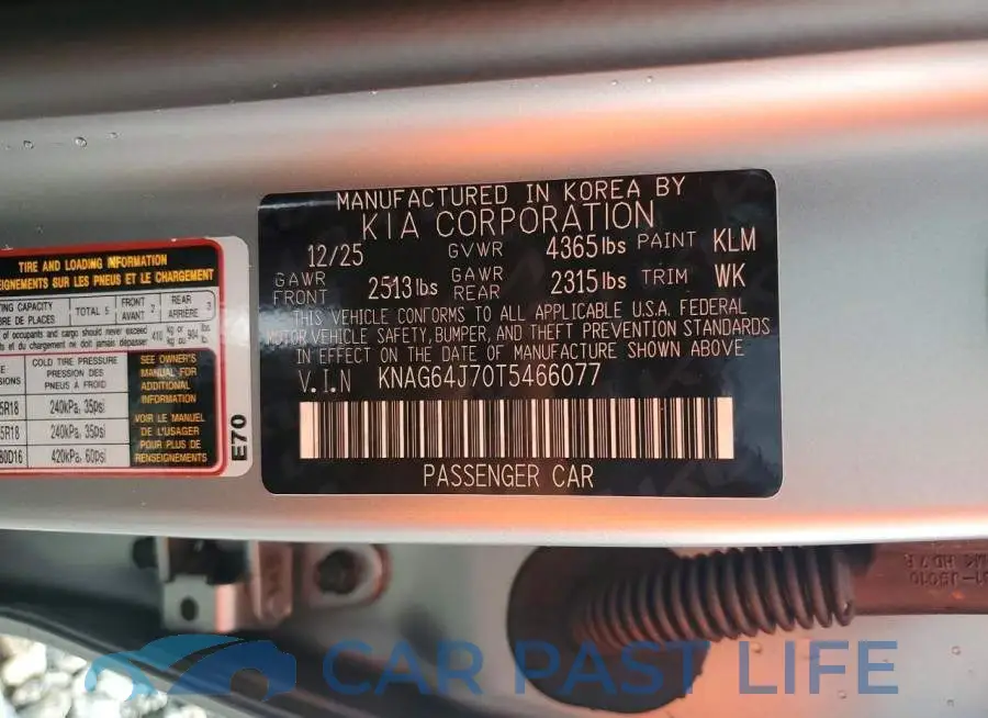 KNAG64J70T5466077# 12