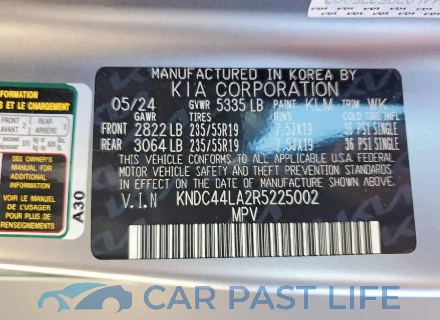 KNDC44LA2R5225002# 12