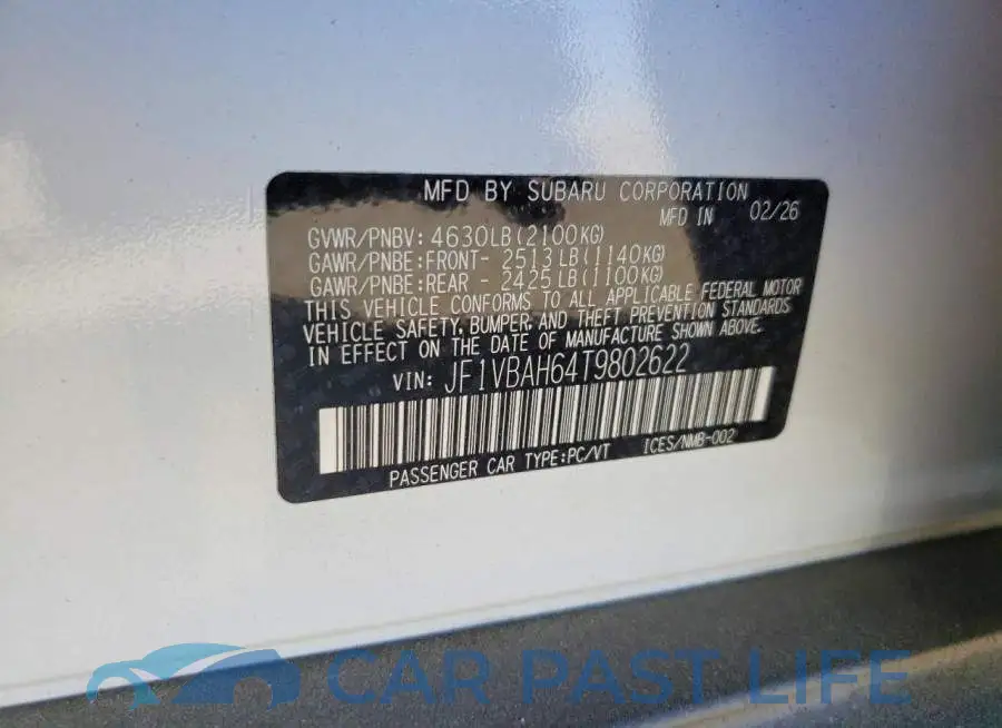 JF1VBAH64T9802622# 12
