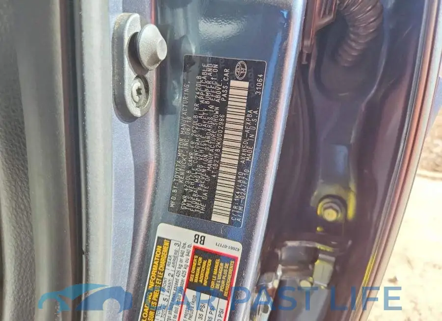 4T1B21FB2KU002986# 12