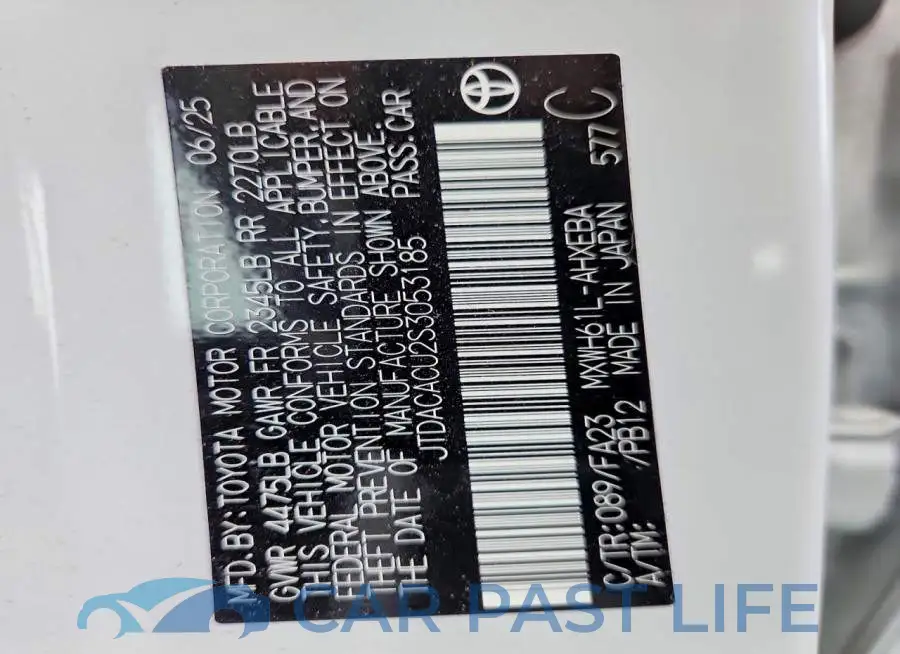 JTDACACU2S3053185# 12