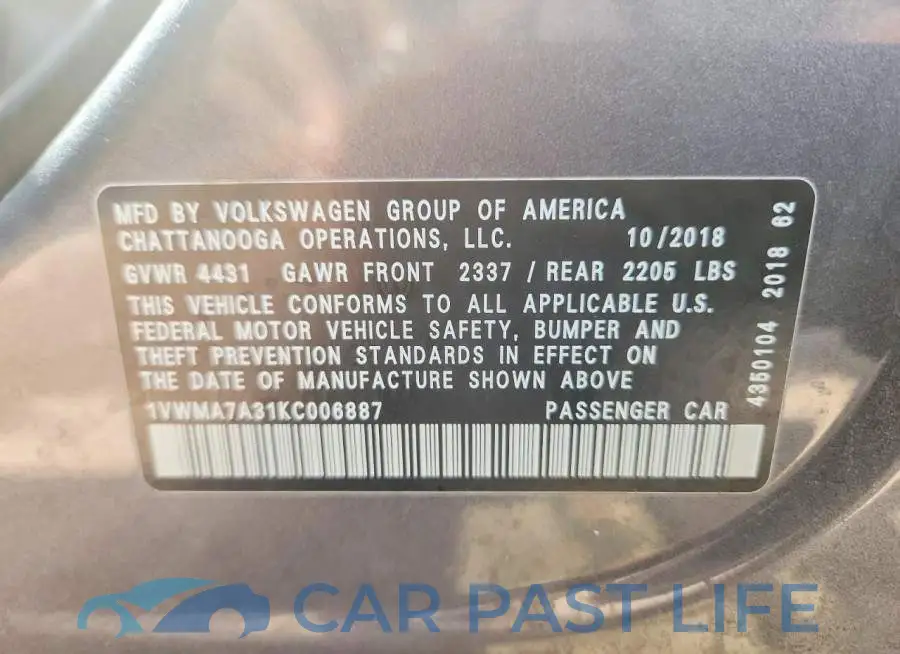 1VWMA7A31KC006887# 12