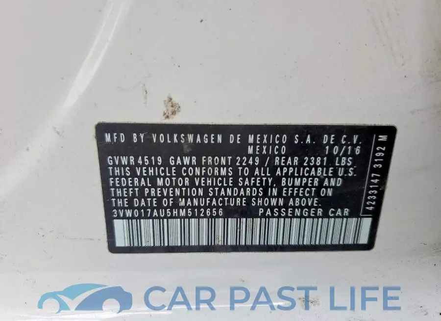3VW017AU5HM512656# 12