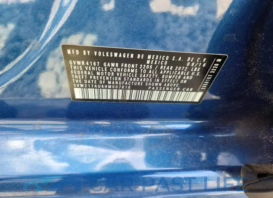 3VW217AU6HM007816# 12