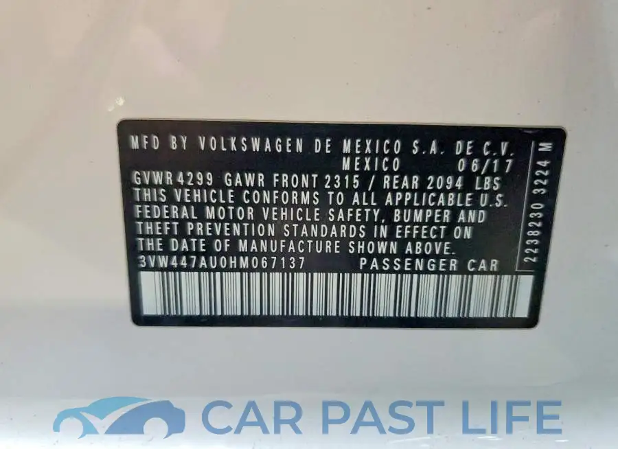 3VW447AU0HM067137# 12