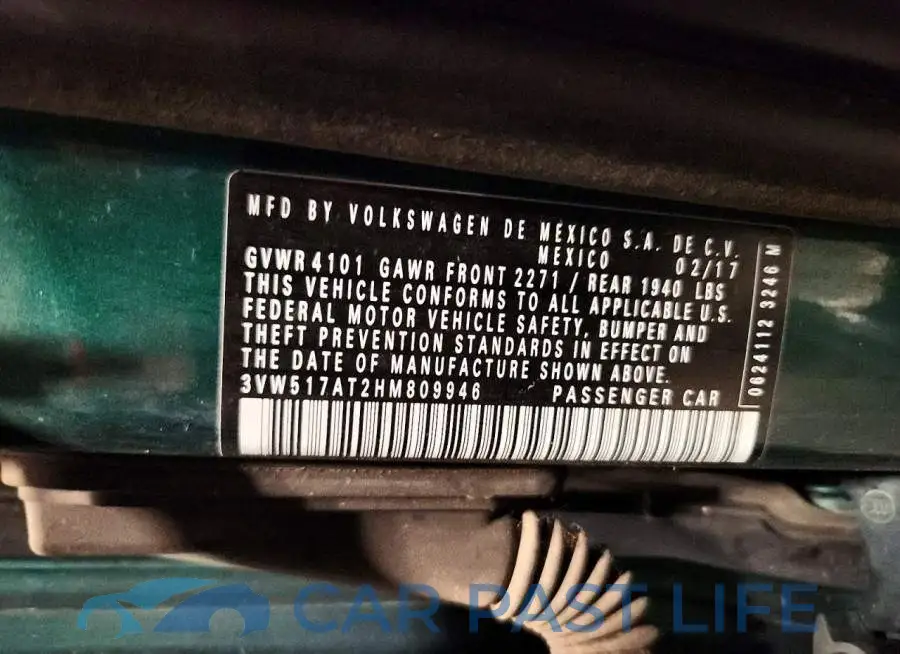 3VW517AT2HM809946# 12