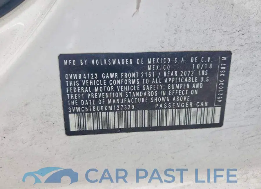 3VWC57BU5KM127329# 12