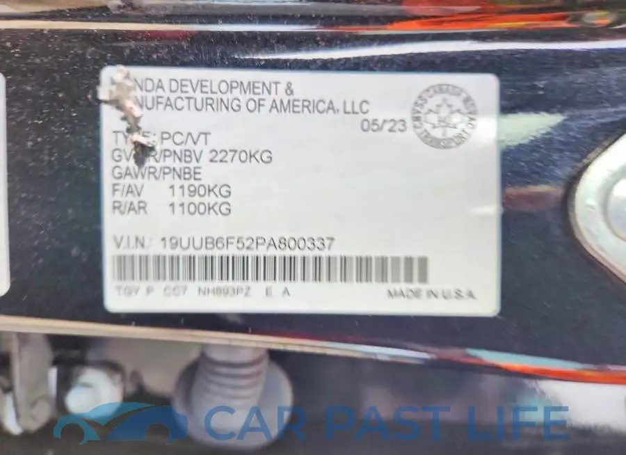 19UUB6F52PA800337# 12