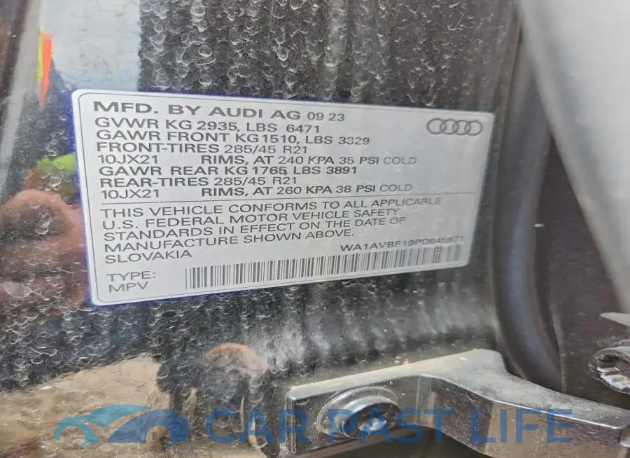 WA1AVBF19PD045971# 12