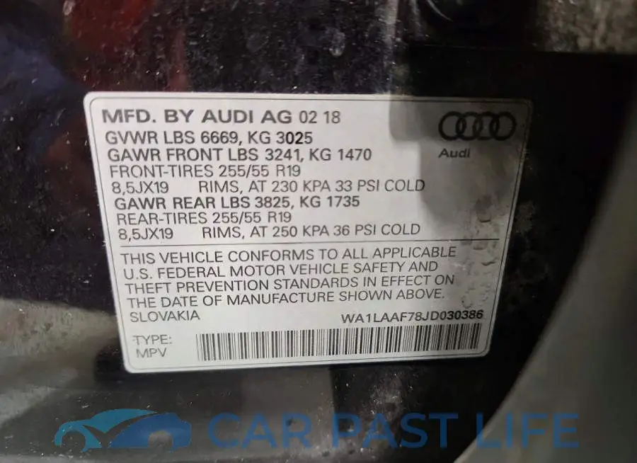 WA1LAAF78JD030386# 13