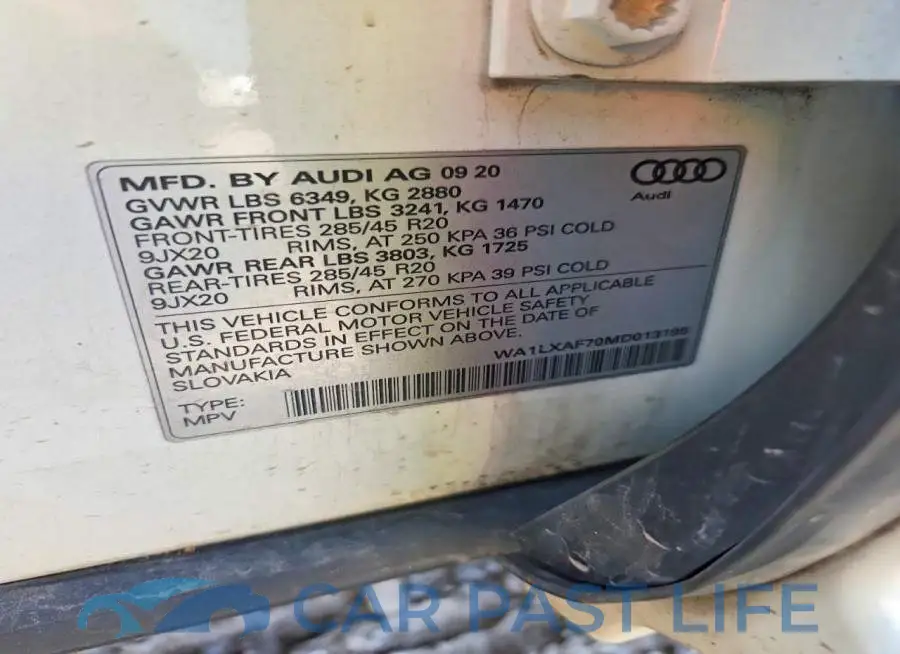 WA1LXAF70MD013195# 13