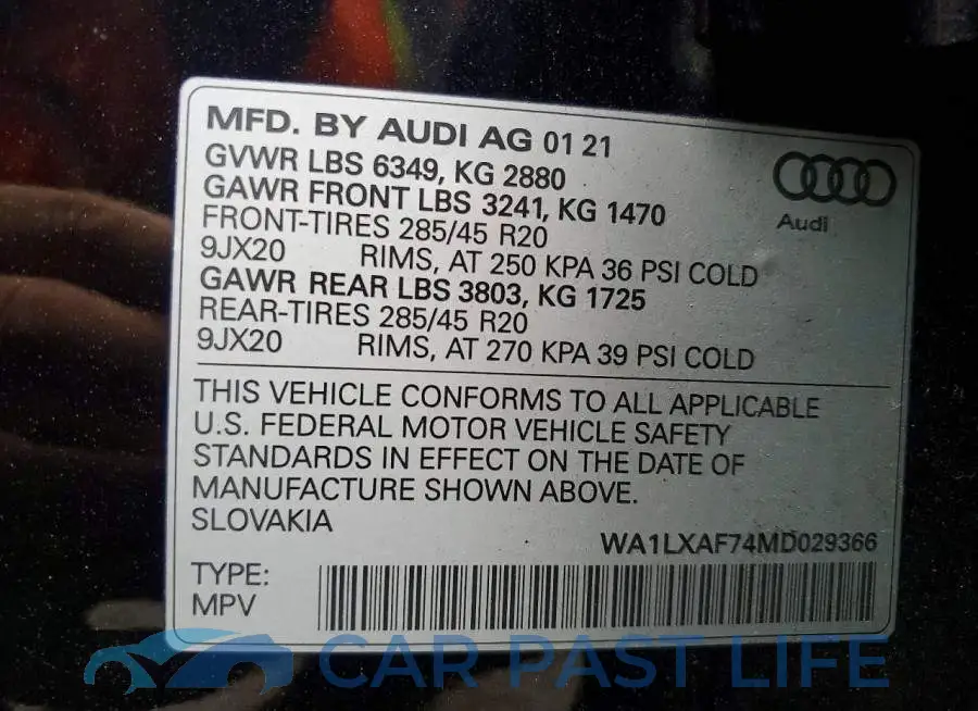WA1LXAF74MD029366# 13