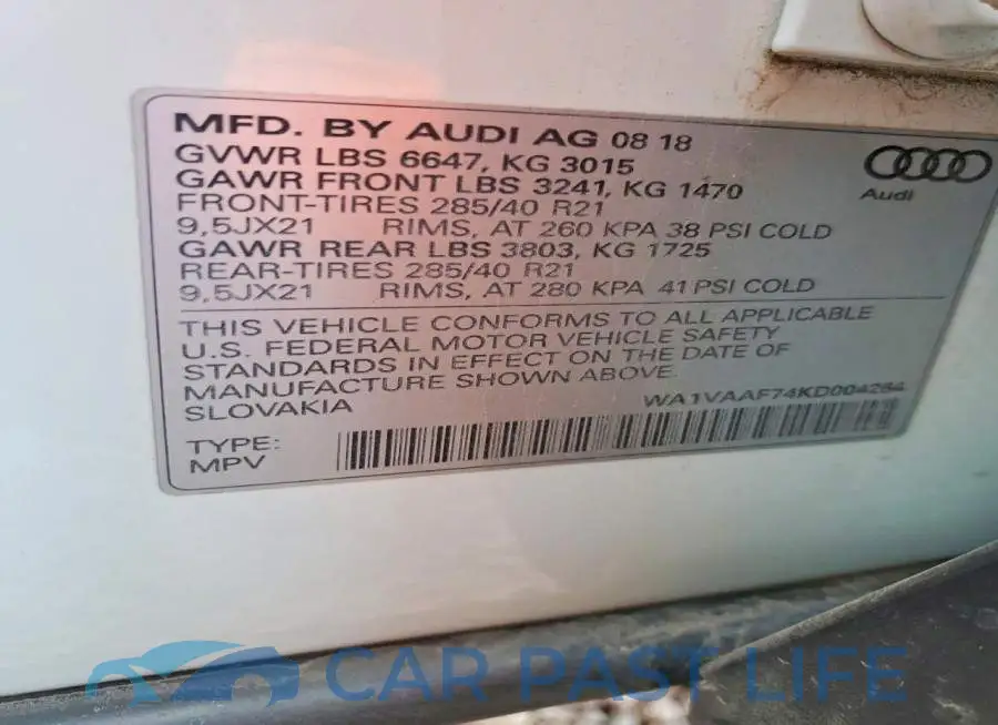 WA1VAAF74KD004264# 13
