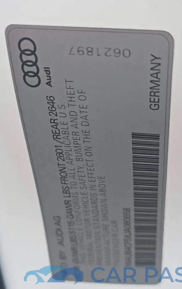 WAUB4CF5XJA080658# 10