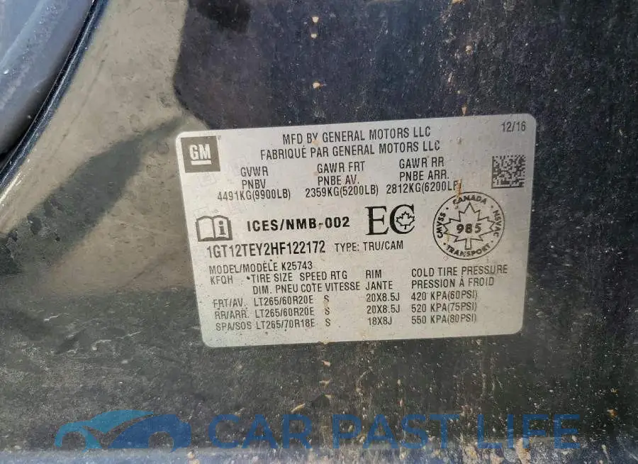 1GT12TEY2HF122172# 12