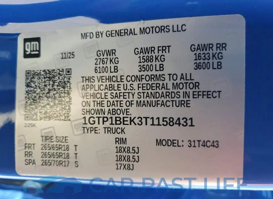 1GTP1BEK3T1158431# 12