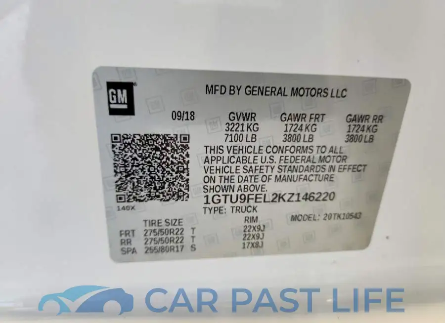 1GTU9FEL2KZ146220# 12