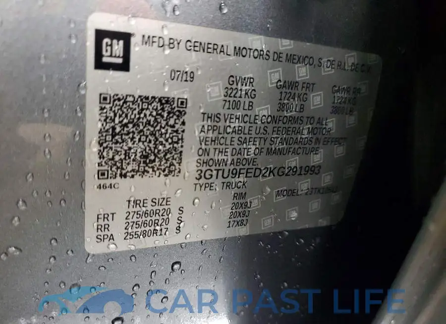 3GTU9FED2KG291993# 12