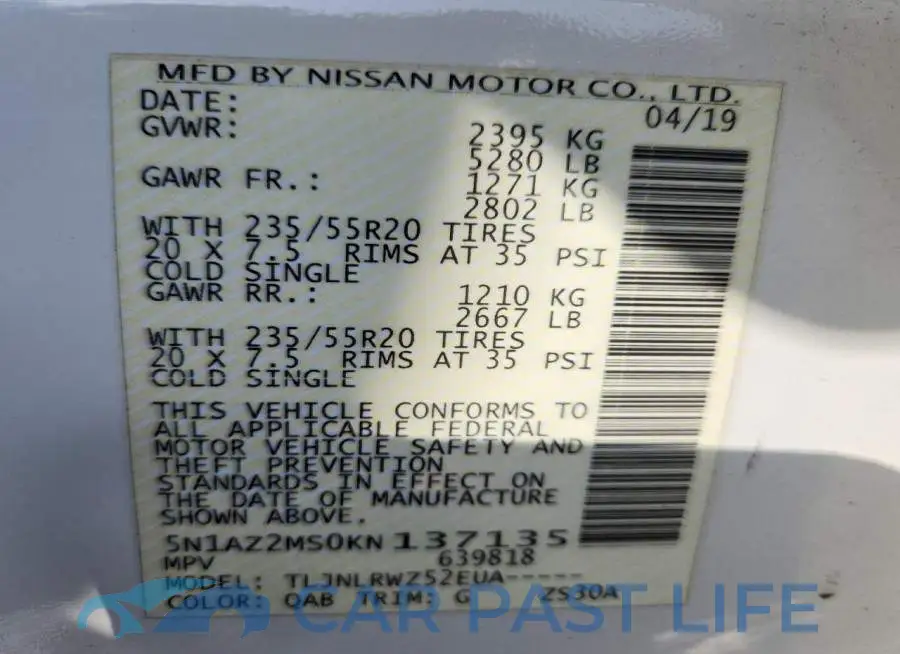 5N1AZ2MS0KN137135# 13