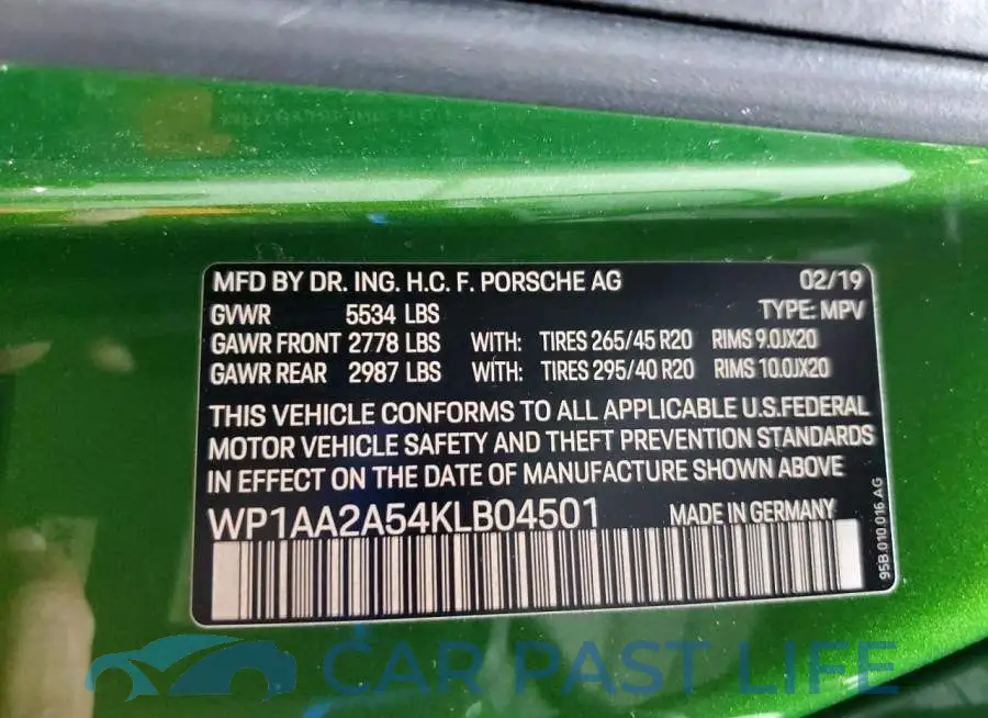 WP1AA2A54KLB04501# 14