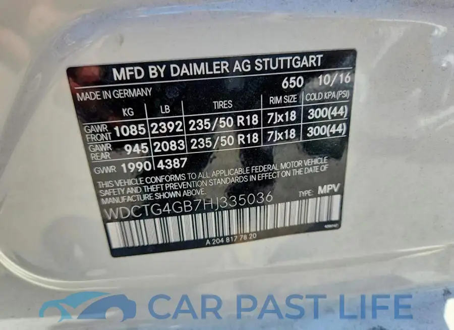 WDCTG4GB7HJ335036# 13