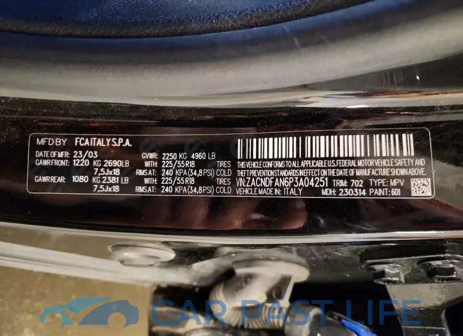 ZACNDFAN6P3A04251# 13