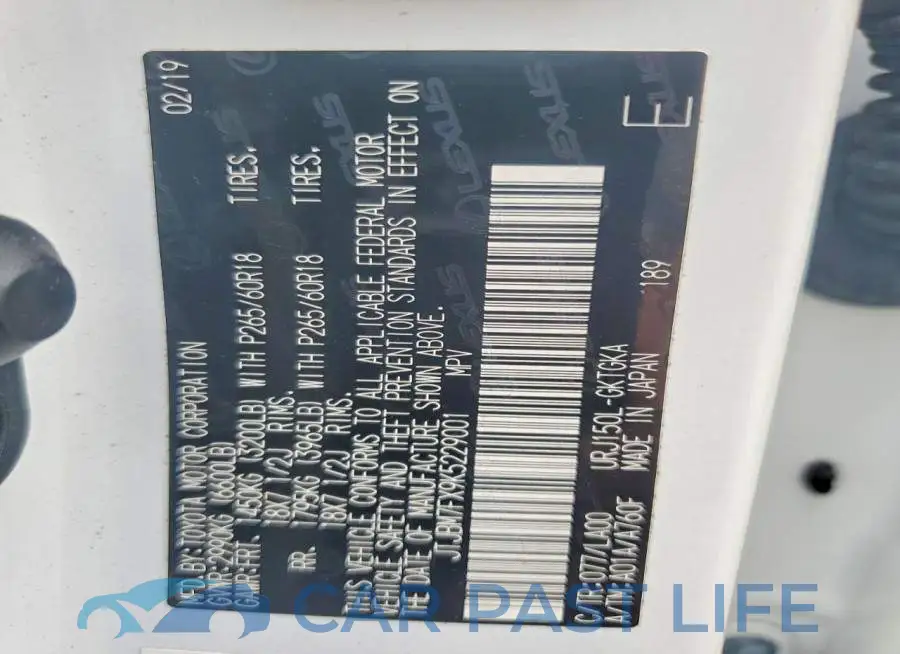 JTJBM7FX9K5229001# 12