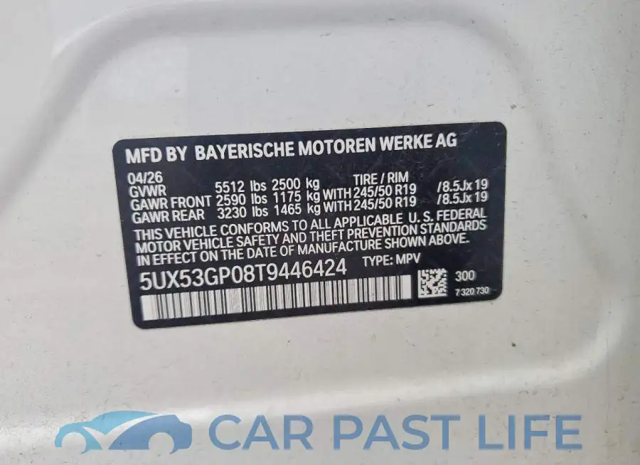5UX53GP08T9446424# 12
