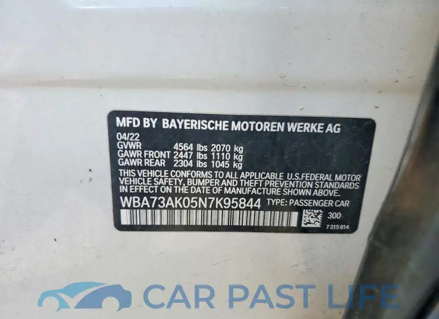 WBA73AK05N7K95844# 12