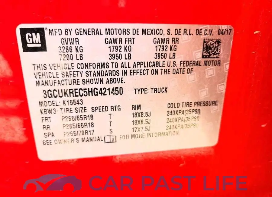 3GCUKREC5HG421450# 12