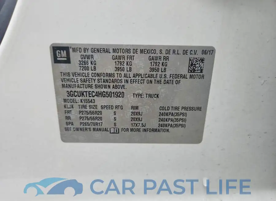 3GCUKTEC4HG501920# 12