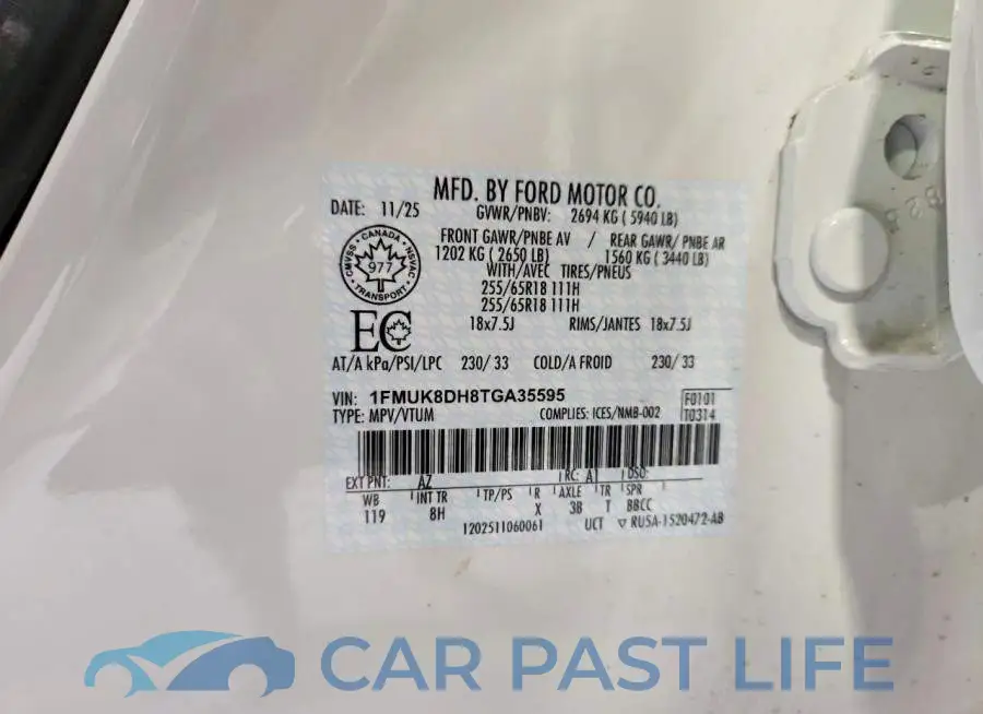 1FMUK8DH8TGA35595# 14