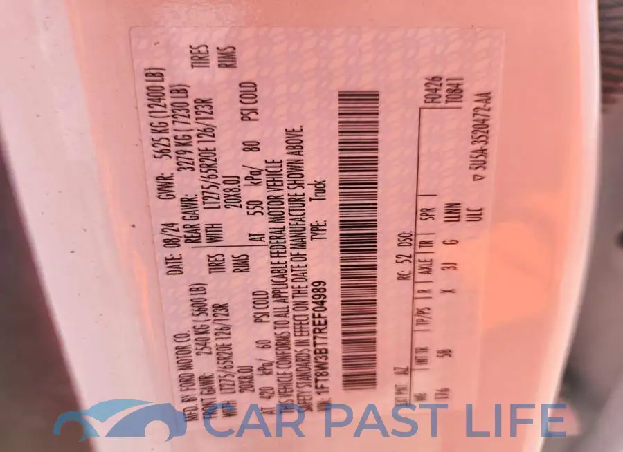 1FT8W3BT7REF04989# 12