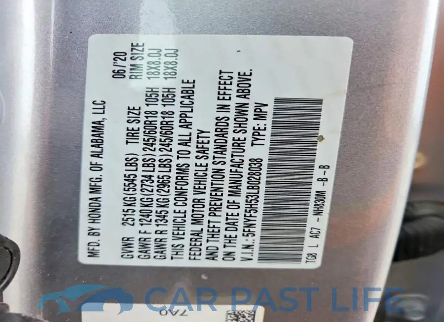 5FNYF5H53LB028038# 13