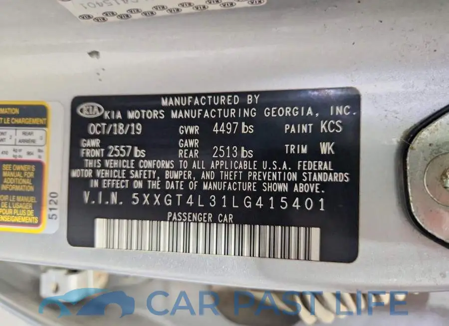 5XXGT4L31LG415401# 12