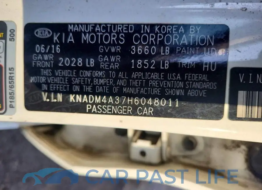 KNADM4A37H6048011# 12