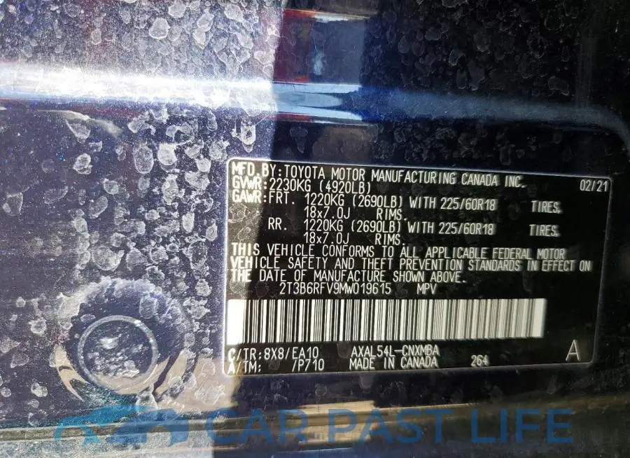 2T3B6RFV9MW019615# 14