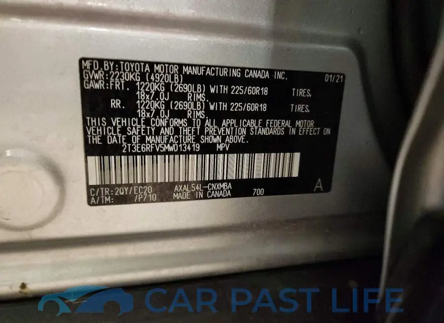 2T3E6RFV5MW013419# 13