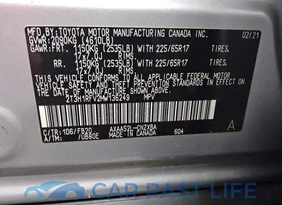 2T3H1RFV2MW136249# 13