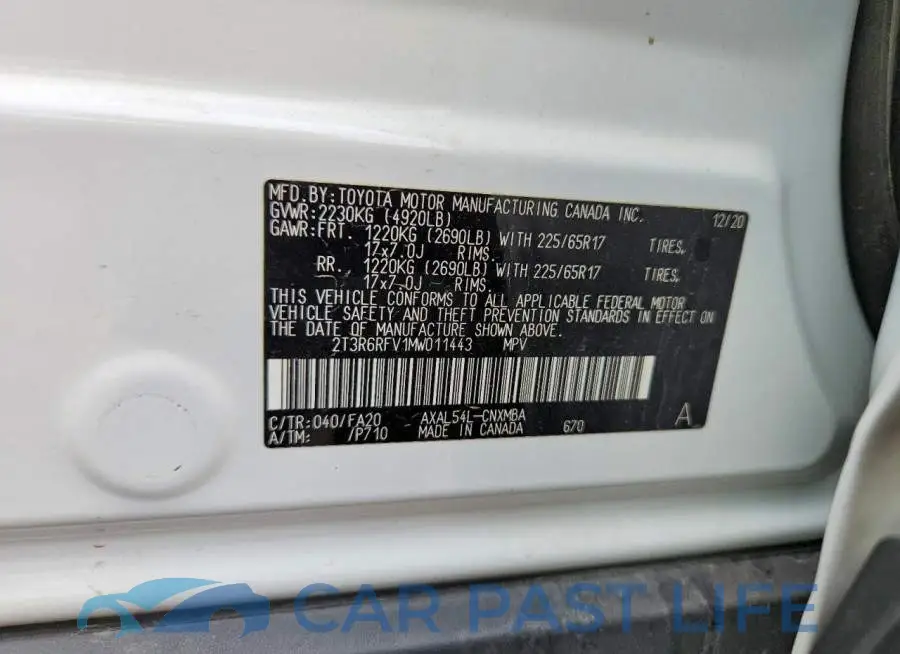 2T3R6RFV1MW011443# 13