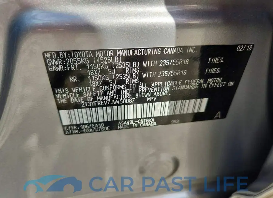 2T3YFREV7JW450087# 13