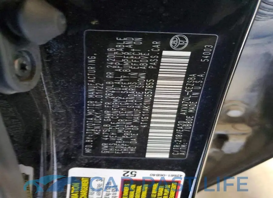 4T1G11AK1NU657855# 12