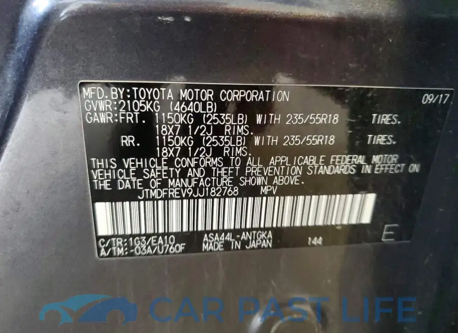 JTMDFREV9JJ182768# 13